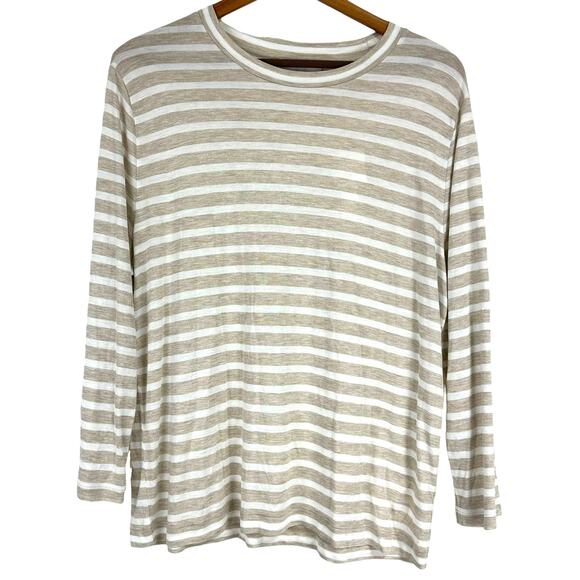 Vince NWT Stripe Bracelet Sleeve Crewneck Long Sleeve T-Shirt Size XL Soft Cozy - Picture 3 of 12